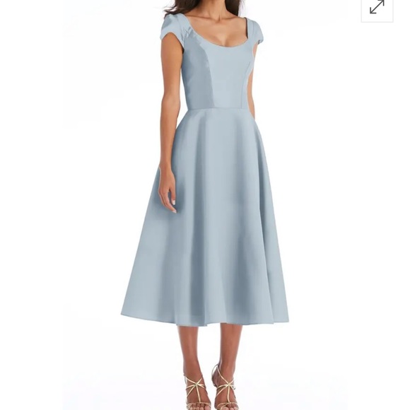 ALFRED SUNG Dresses & Skirts - SOLD -NWT Alfred Sung Full Skirt Satin Midi Cocktail Dress Mist 10R Reg. $206